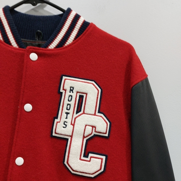 Roots Washington DC Award Leather Wool Varsity Letterman Jacket Medium - Picture 3 of 7